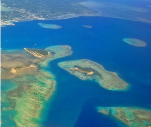 Aerial shot of Tongatapu Island, Tonga. Credit - V. Jungblut