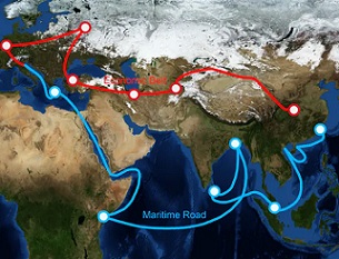 A map showing sea and land routes planned under the Belt and Road initiative. Credit - Shutterstock