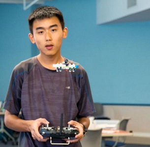 Andrew Lu flies a Tiny Whoop aircraft during a UAV flight mechanics workshop held at the University of Guam in May 2019. Credit - University of Guam