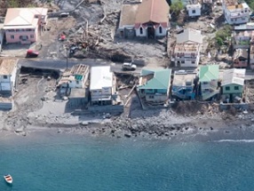 An aerial view of Salybia, Dominica, after Hurricane Maria struck the island in 2017. Photo by: Rick Bajornas / U.N.