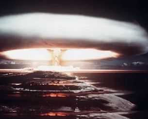 A French nuclear test on Mururoa atoll in 1971. Photograph: AFP