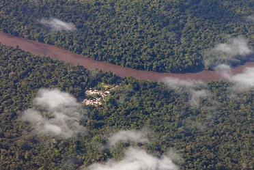 An indigenous forest community as seen from the air. Image by Rhett A. Butler/Mongabay.