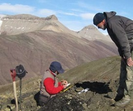 Prof John Marshall (left), taking samples in Spitsbergen. Credit: Sarah Wallace-Johnson
