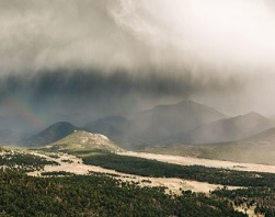 Storms that pass over urban areas transport microplastics into the wilderness, such as in Rocky Mountain National Park. CAVAN IMAGES/GETTY IMAGES