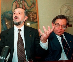 Professor Mario J. Molina with Dutch Professor Paul J. Crutzen (right). Credit - AP photo/Martina Huber, FILE)