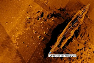 A compilation of sonar images showing the wreckage of the Japanese carrier Akagi. Credit - Vulcan, Inc.