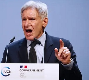 We’ve got to get to work’ – actor Harrison Ford calls for action on protecting the planet on the first day of the IUCN’s world conservation congress in Marseille, France. Photograph: Guillaume Horcajuelo/EPA