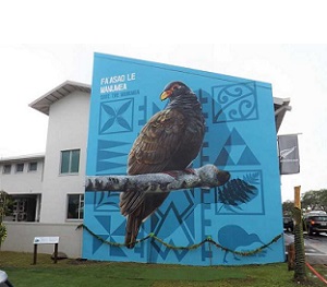 A mural of the manumea painted on the wall of the New Zealand High Commission office in Apia. (Photo: Vaitogi A Matafeo)