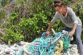 marine debris washed up on beach, Cook Islands