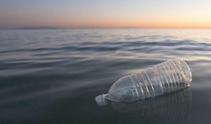 plastic bottle washed up on beach