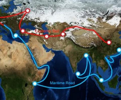 A map showing sea and land routes planned under the Belt and Road initiative. Credit - Shutterstock