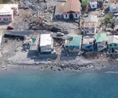 An aerial view of Salybia, Dominica, after Hurricane Maria struck the island in 2017. Photo by: Rick Bajornas / U.N.