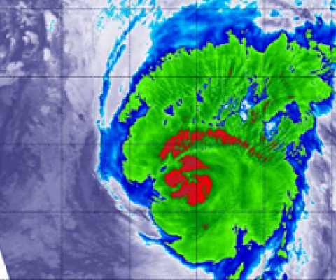 infrared satellite image of a hurricane
