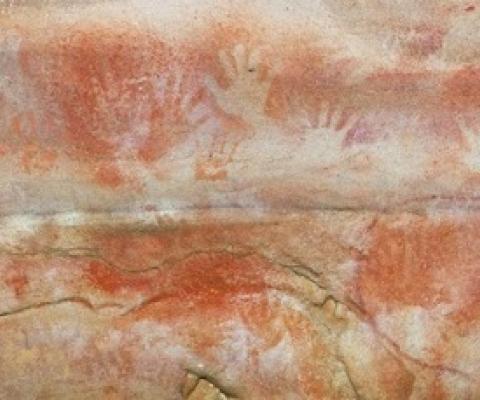 Researchers worry soot may have damaged rock art in the Blue Mountains, similar to these stencils in Red Hands Cave.Credit: Marc Anderson/Alamy