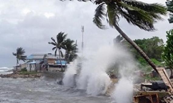 More than 200 people fled their homes in Majuro, the capital city of the Marshall Islands, during a tropical storm in 2019. Credit - Hilary Hosia AFP/Getty Images 