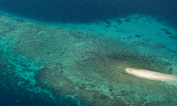 coral reef and sand bar, Pacific ocean. Credit - UN Photo/Eskinder Debebe