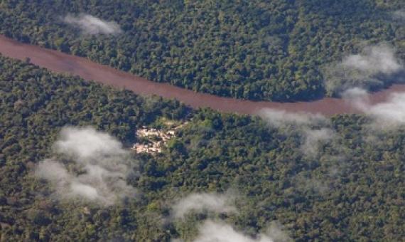 An indigenous forest community as seen from the air. Image by Rhett A. Butler/Mongabay.