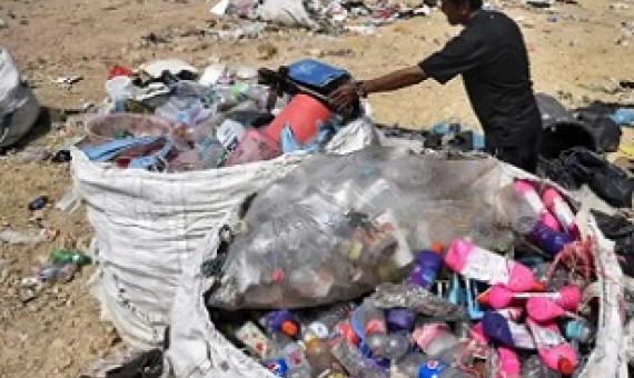 Recyclable plastic is gathered at the Ban Tarn landfill site in the northern Thai province of Chiang Mai. Photograph: Lillian Suwanrumpha/AFP/Getty