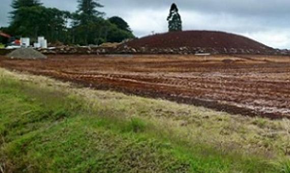 Land on Pukekohe Hill used for early potatoes now being readied for development. Credit - Hamish Cardwell, www.rnz.co.nz 