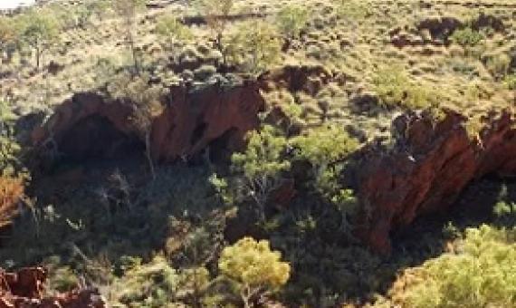 This cave in the Juukan Gorge, dubbed Juukan 2, was destroyed in a mining blast on Sunday. Consent was given through outdated Aboriginal heritage laws drafted in 1972. Photograph: The Puutu Kunti Kurrama and Pinikura Aboriginal Corporation.