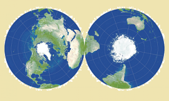 The new double-sided projection by Gott, Goldberg and Vanderbei. Credit - 