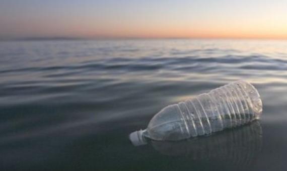 plastic bottle washed up on beach