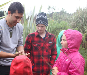 Co-author Levi Collier-Robinson (Ngāi Tahu, Ngāti Apa ki ta rā tō, Te Whānau-ā-Apanui, Ngāti Porou) with students from Te Kura o Tuahiwi. Ashley Overbeek